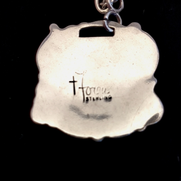Vintage Foreé Hunsicker Sterling Silver Necklace Engraved Luggage Tags & Cherub - Picture 16 of 16